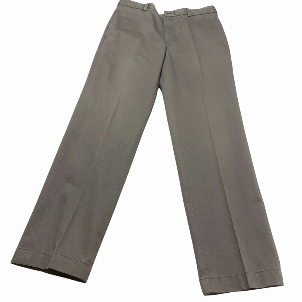 Brooks Brothers Advantage Chino Clark Pants Brown Flat Front Mens